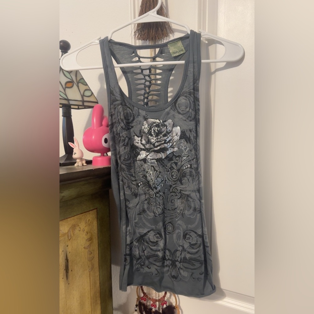 Gray Floral Women's Tank Top